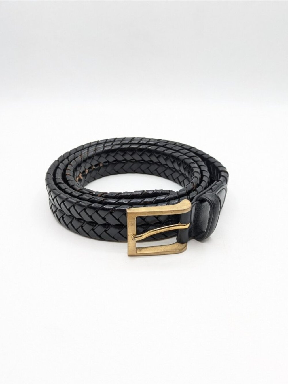 Vtg Brooks Brothers Black Woven Leather Cord Dress Belt Size 40 Men’s